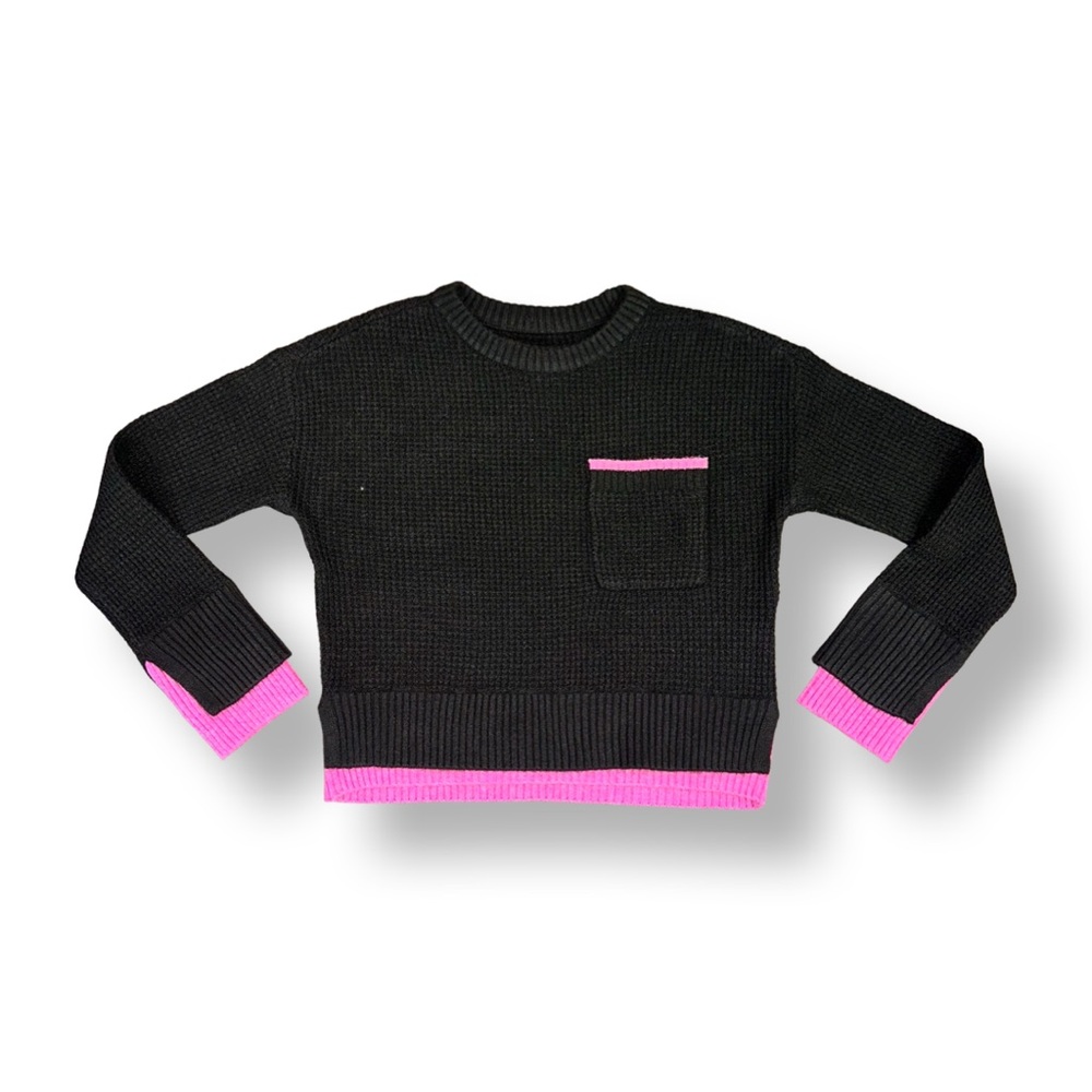 Design History Black Sweater with Pink Trim